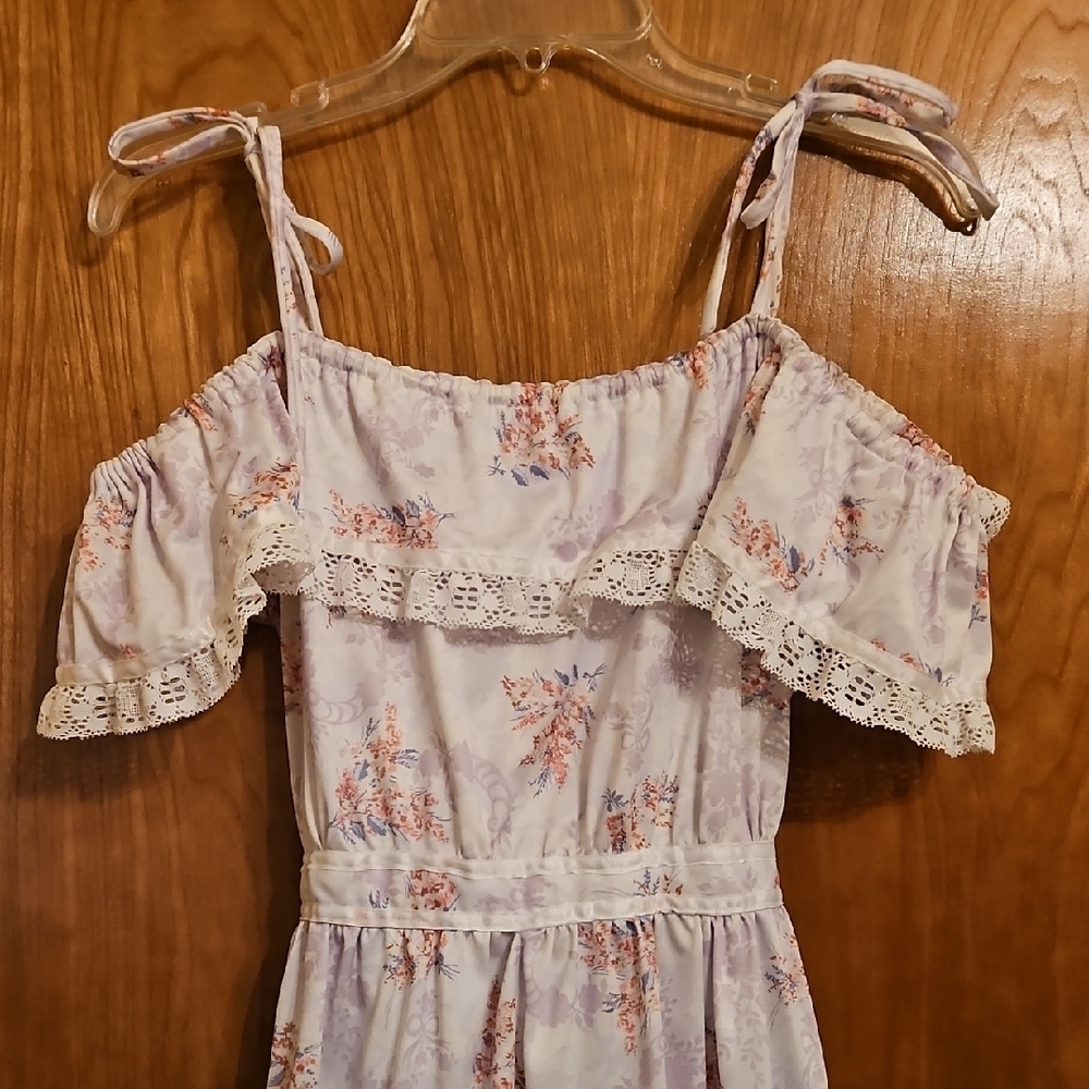 1970s Vintage Handmade Floral Ruffle Gunne Sax Style Dress - Picture 1 of 6